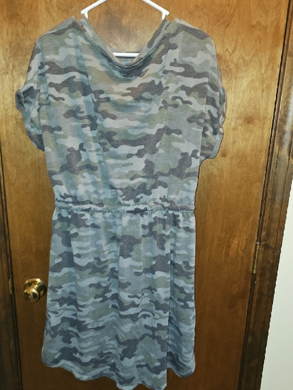 Casual Camo Drawstring Waist Dress - 247 Brand - Gray/Green - Picture 3 of 3